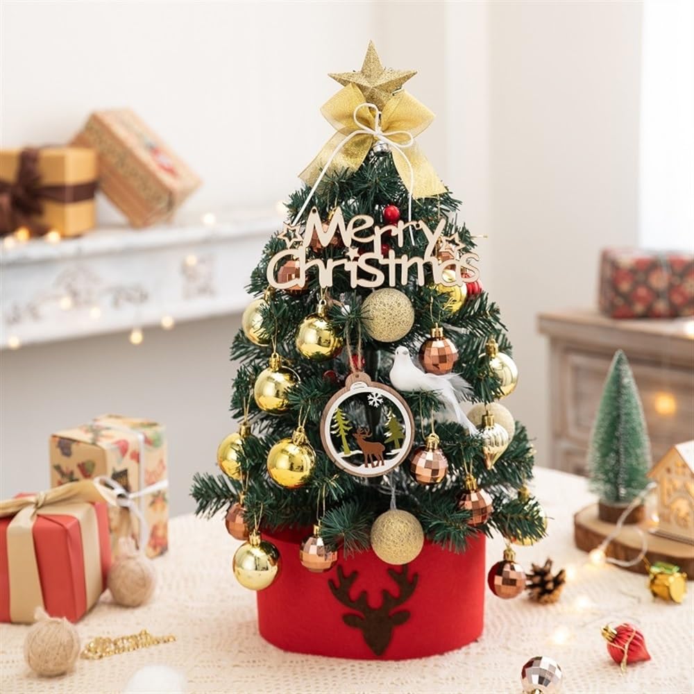 Mini Sapin De Noël Artificiel Décoré - Avec Nœuds, Pommes De Pin Et Ornements, Idéal Pour Décoration Maison Ou Bureau (couleur Rose)