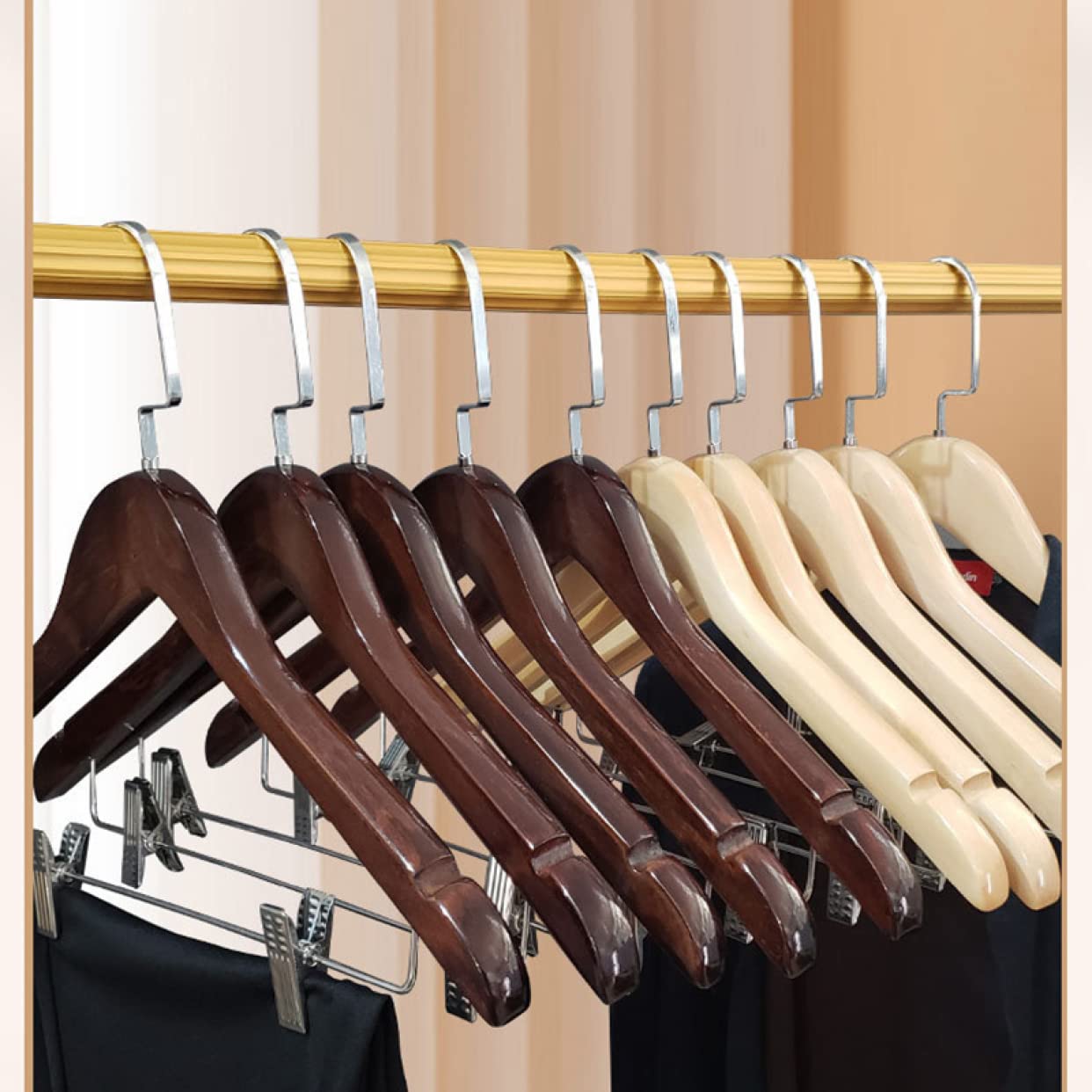 Amazon.co.jp: 木製ハンガー ハンガー クリップ付き ハンガー 360度