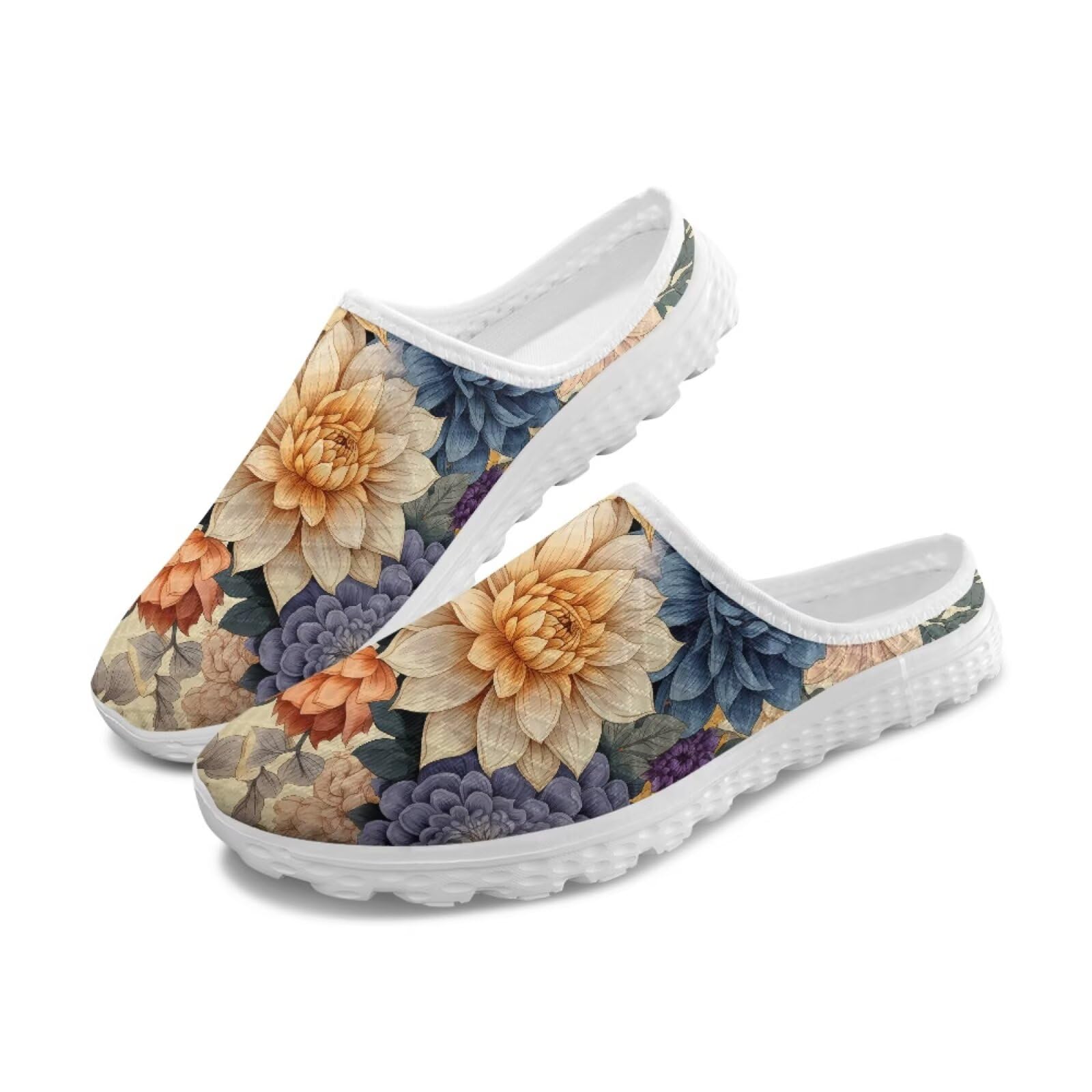 Jeiento Womens Slip On Walking Shoes Breathable Flat Mules Shoe with Arch Support Lightweight Comfort Open Back Casual Sneakers