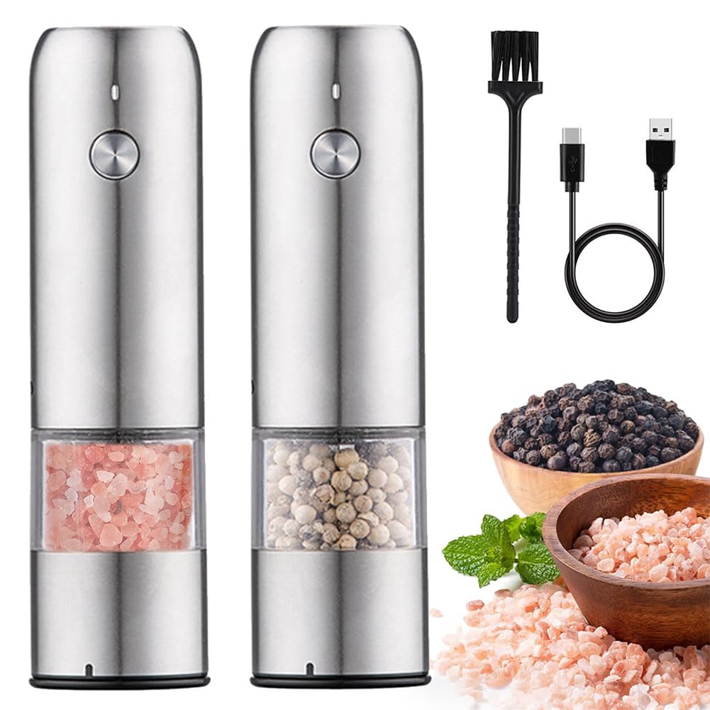 Moulin à poivre et sel électrique en acier inoxydable à finesse réglable