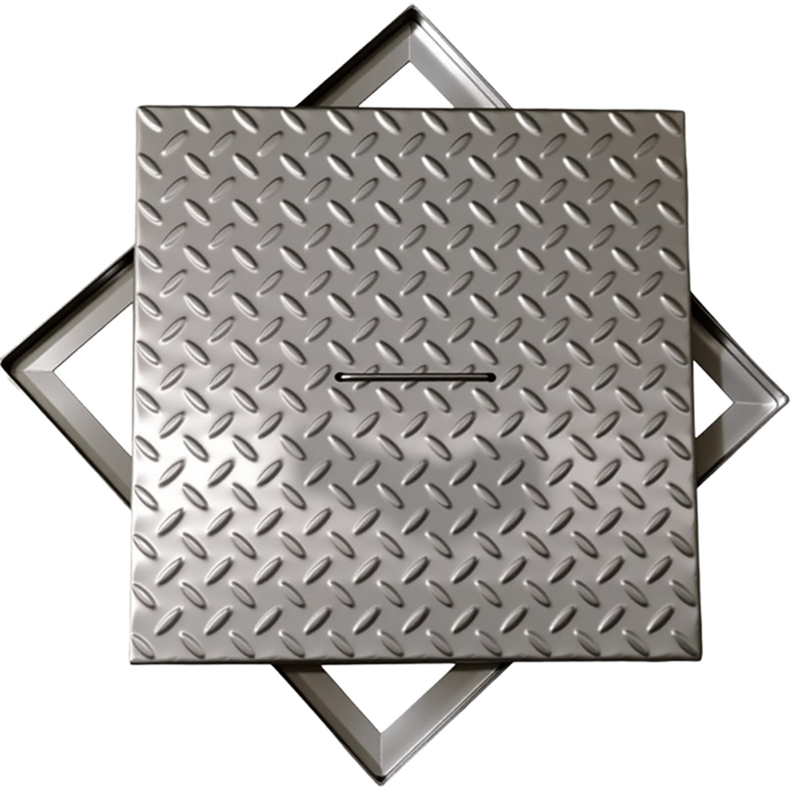 Tapa de Alcantarilla de Acero Inoxidable con Asa, Tapa Arqueta de Sumidero Empotrada y Marco para Patio, Jardín y Acera(45 * 45 * 2.5cm/18 * 18 * 1in)