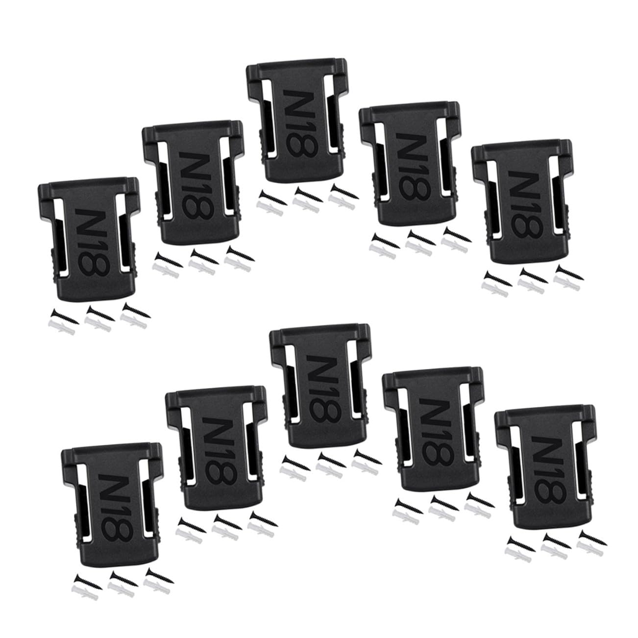 DOITOOL Supporto Per Batteria Da 10 Pezzi Per Batterie Da 18 V Materiale Robusto Facile Da Installare Regolazione Dellangolazione