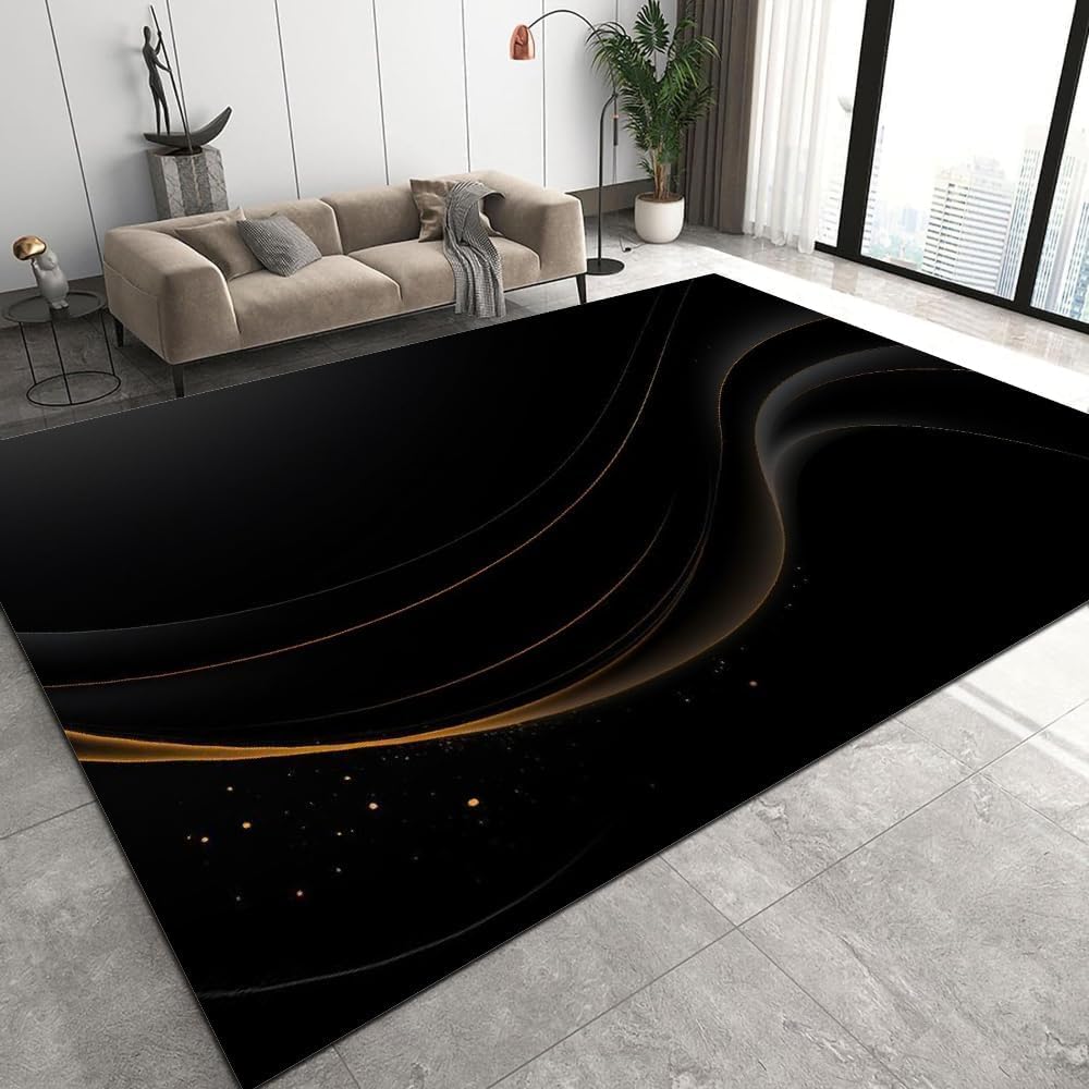 Tapis de salon facile à nettoyer antidérapant en polyester doux 3D