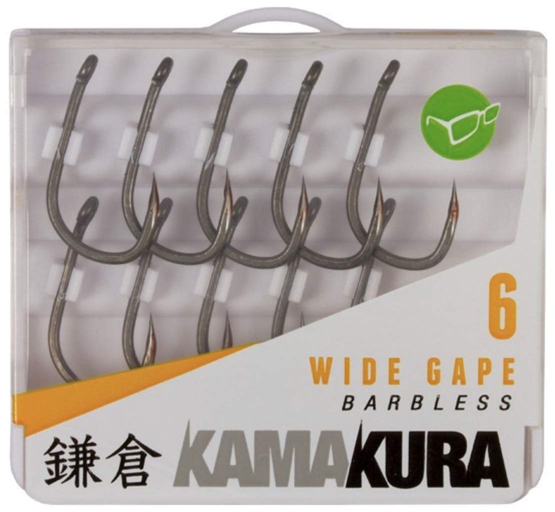 Korda Kamakura Wide Gape Barbless Size 6, High-Carbon Steel, Ultra-Sharp Beaked Point with Wax Protection for Secure Hooking in All Conditions