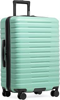 Boren Polycarbonate Hardside Rugged Travel Suitcase Luggage with 8 Spinner Wheels, Aluminum Handle, Mint, Checked-Medium 26-Inch