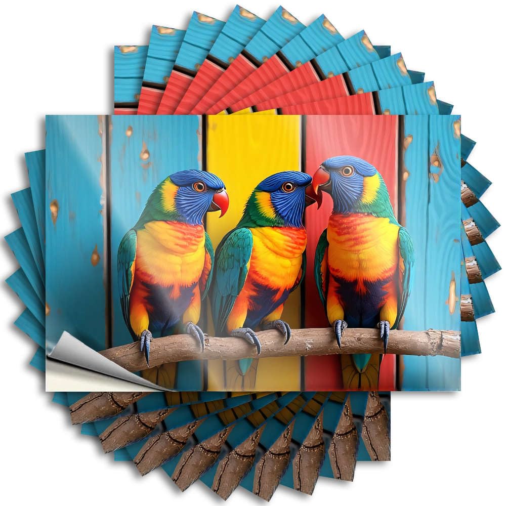 Core, Bumper Laptop Three Colorful Parrots Perched On A Branch. | Western Bathroom Gifts(12X18CM)