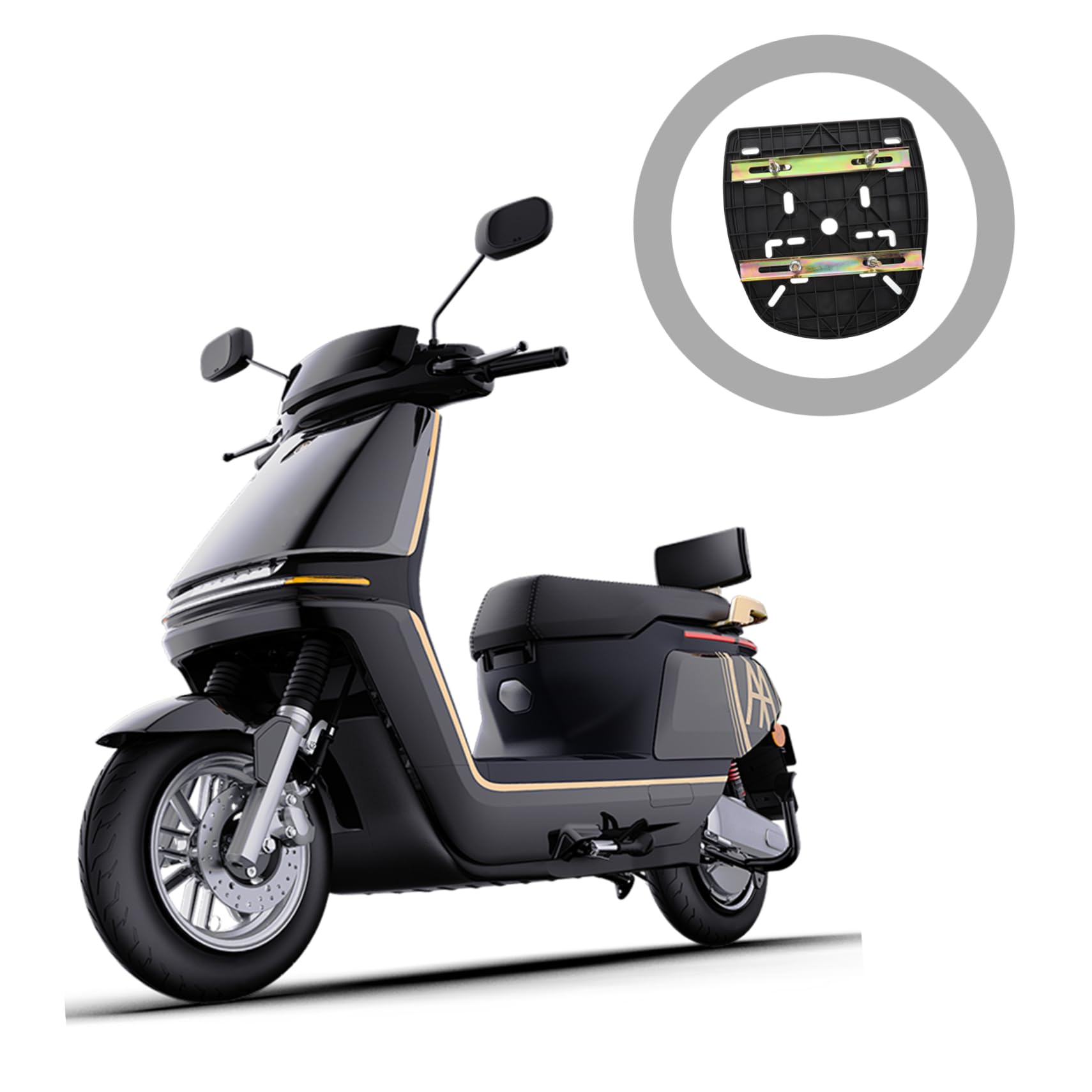 PartyKindom Piastra di Base in Pp e Lega per Bauletto Moto Posteriore Design Spesso, Strisce Antishake e Fissaggio Sicuro, Accessorio per Scatola Posteriore Moto