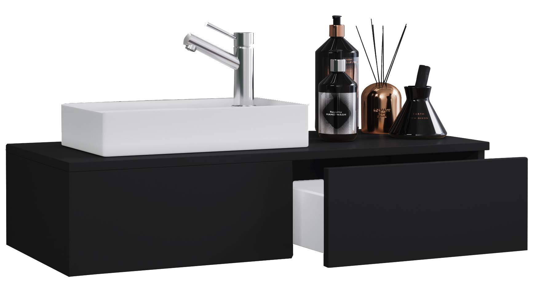 2-TLG Set für Gäste-WC: Waschtisch, Unterschrank und Waschbecken – schmal, mit Schublade (Gudas:Badmöbel)