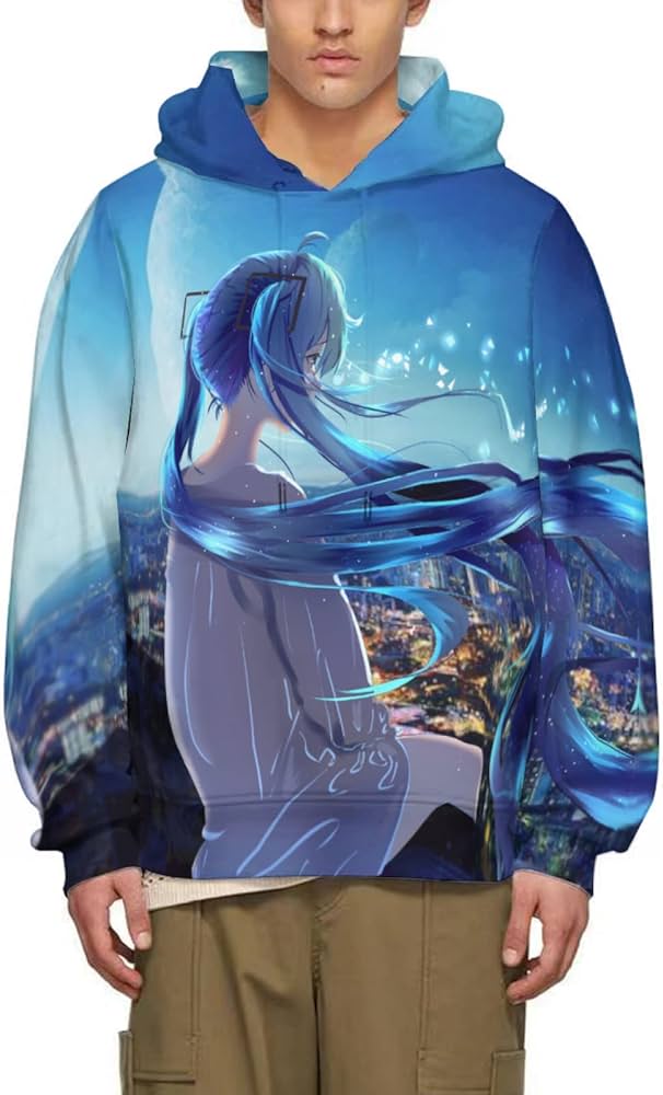 Amazon.co.jp: パーカー アニメイラスト フード付き 裏起毛 メンズ  