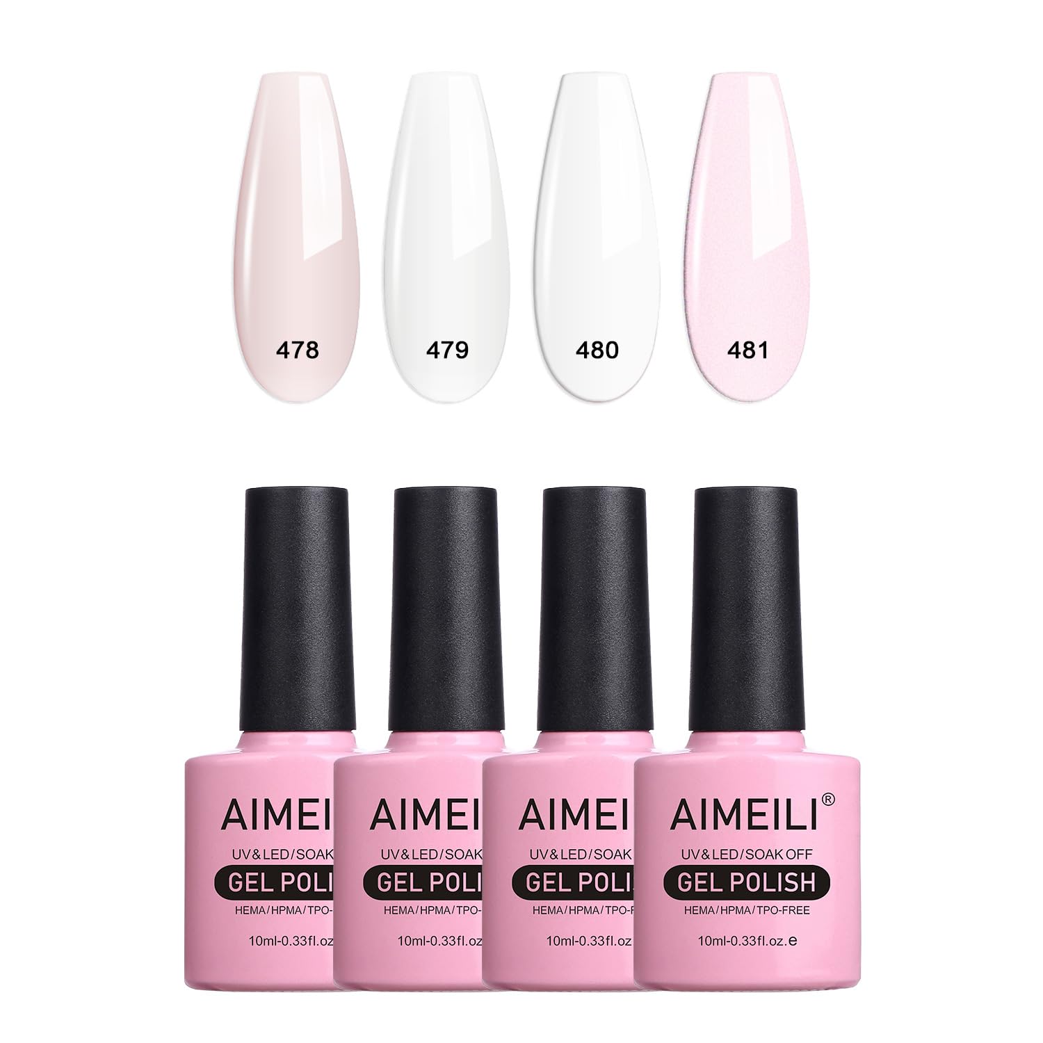 AIMEILI Esmaltes Semipermanentes para uñas UV LED Permanente Semipermanente Soak Off Francesa Claro Nail Gel Set 4 X 10ml - Set 26