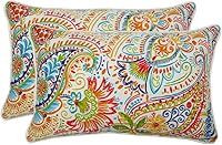 Pillow Perfect Paisley Blue/Green Lumbar Throw Pillows, Indoor/Outdoor Fade-Resistant, Plush Fill, 11.5x18.5 Inch Set of 2