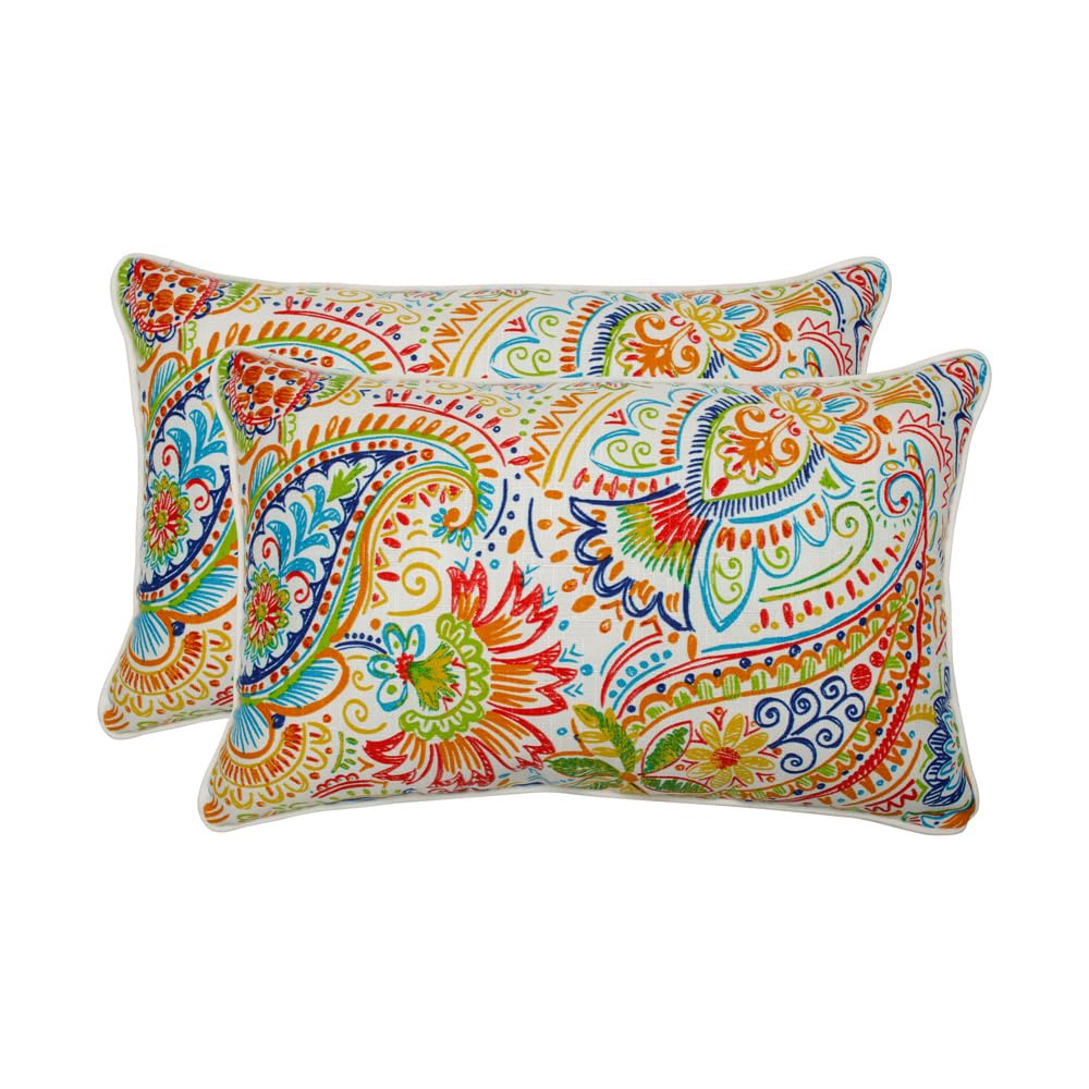 Pillow Perfect Lendenkissen-Set (2 Stück) – Outdoor-tauglich, Blau, 29,2 X 47 Cm, Für Stühle & Bänke