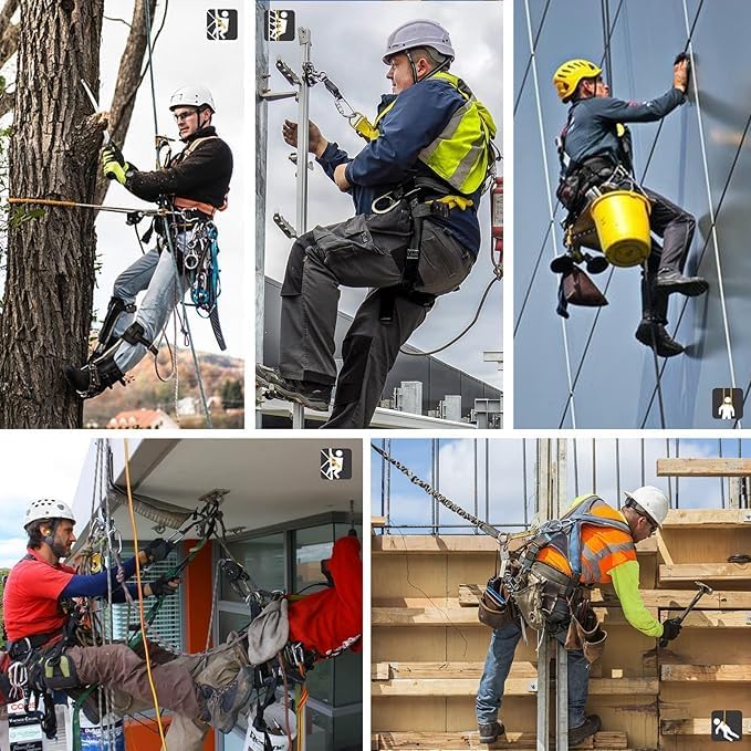 Miniatura 6 de Arnés de seguridad para protección contra caídas, mejora de 4 hebillas rápidas, arnés de cuerpo completo con 6 anillos en D de ajuste, color naranja