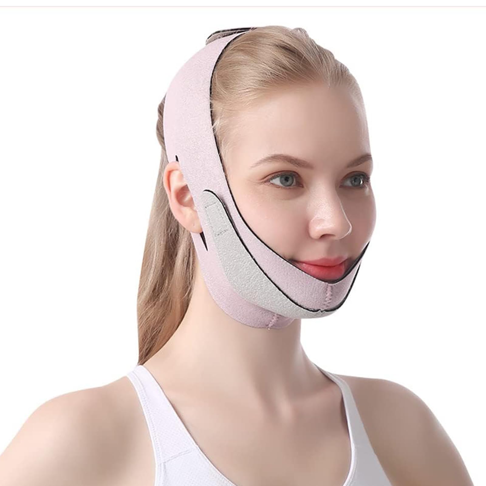 Tazweeq Face Slimming Strap, Double Chin Reducer, Pain-Free V-Line Chin Cheek Lift Up Band, For Anti Aging Wrinkle, Reducing Double Chin, Anti Snoring (Pink)