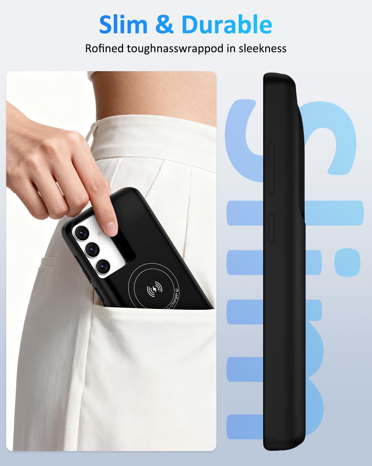 Custodia con Batteria per Samsung Galaxy S24 15000mAh, Cover Batteria Portatile di Ricarica Wireless Tecnologia GAN Ricaricabile Magnetica Power Bank Caricabatterie