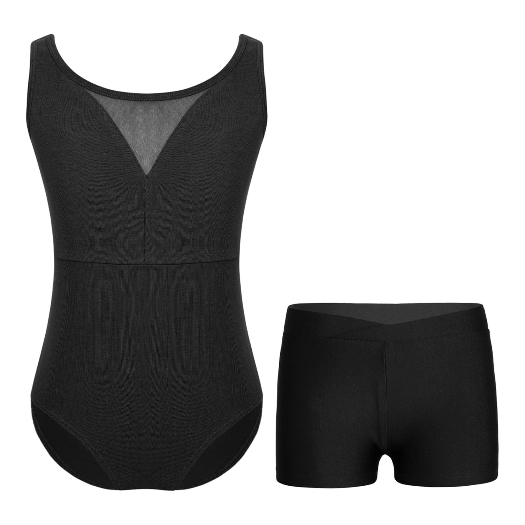 inlzdz Bambine Ragazze Leotards con Pantaloncini Body da Ginnastica Artistica Senza Maniche Jumpsuit Tuta da Danza Classica Balletto Patchwork Dancewear