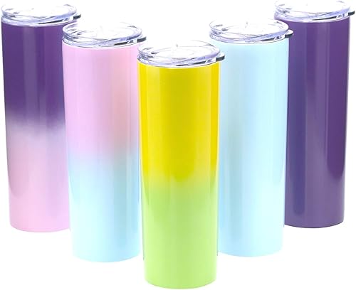 Miniatura 4 de Ezprogear Paquete de 4 vasos de acero inoxidable de 20 onzas con aislamiento al vacío de doble pared con tapa y popote (20 onzas, 4 unidades,