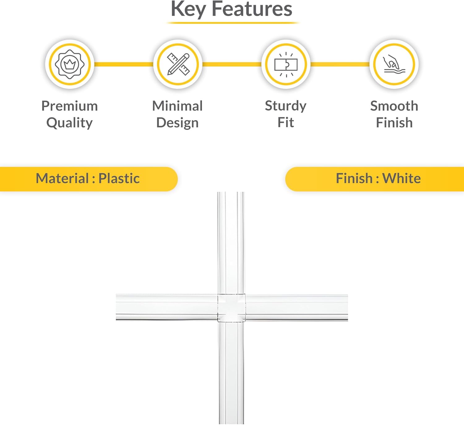 Brixwell Plastic Window Grille Kit in White Finish With 12 Total 24" Profiles, 8 Grid Connectors, and 16 Fasteners for Installing Decorative Grille Layouts on Home Window Glass