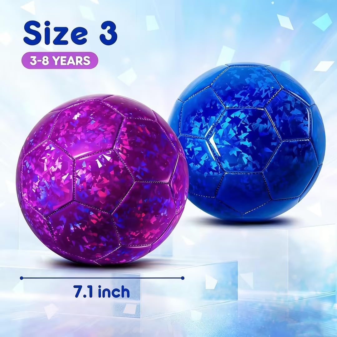 Toddler Soccer Ball Size 3 - Small Soft Kids Ball 2 Pack for Ages 3-8 - Cartoon Sports Toy Boys Girls - Great Soccer & Birthday Gift for Babies, Toddlers & Kids Indoor Outdoor Games