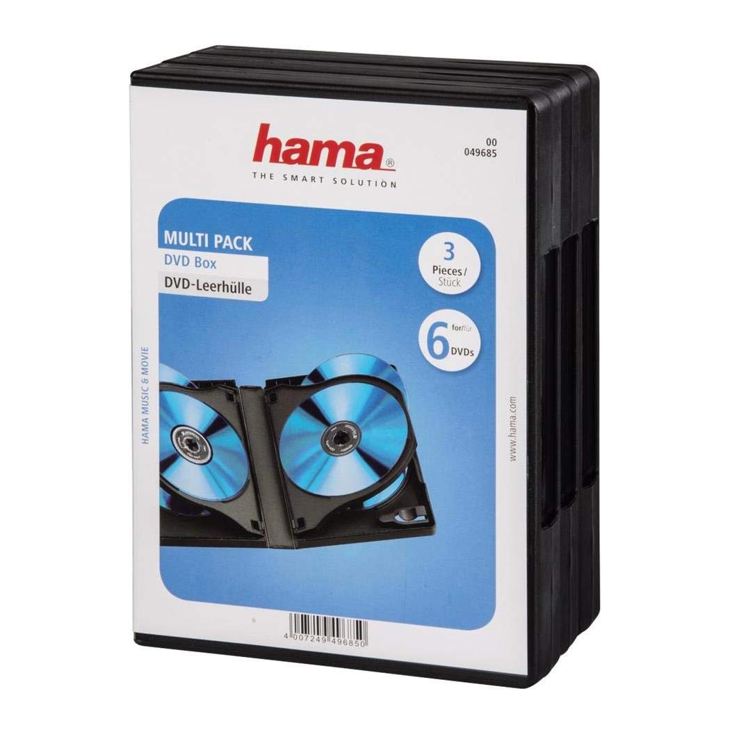 Hama Pudełko Zbiorcze na 6 Płyt DVD, Etui typu Multibox, Czarne Opakowanie Zastępcze do Archiwizacji Serii Filmów i Danych