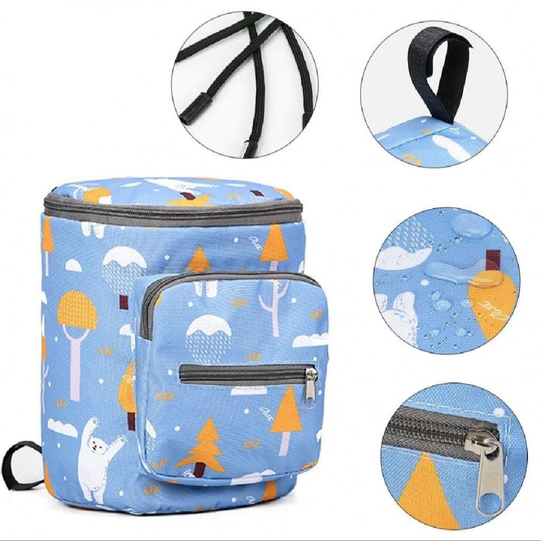 SWAVISTHA Insulated Baby Stroller Hanging Bag with Winter Scenery Print, Blue