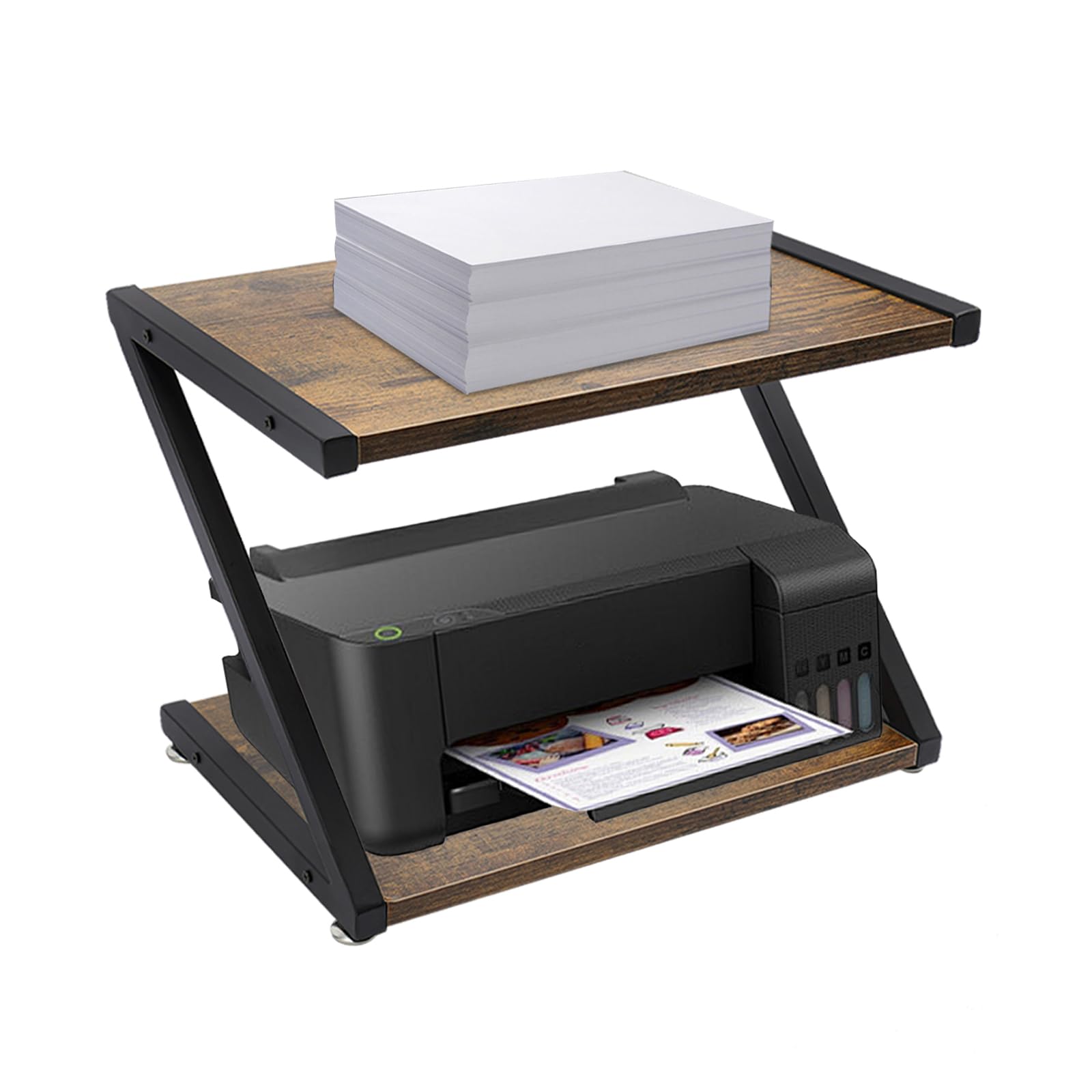 Supporto per stampante a 2 livelli, supporto per stampante da desktop, multiuso, organizer da scrivania, supporto per stampante, piccolo supporto per scanner