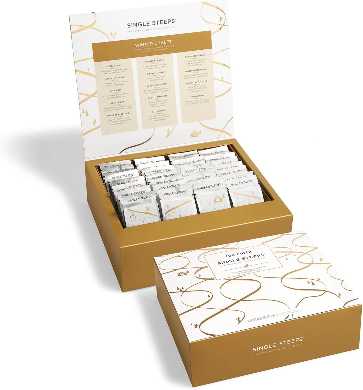 Tea Forte Single Steeps Tea Chest, Winter Chalet, Loose Leaf Tea