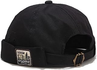 Faringoto Mens Cotton Brimless Skullcap Sailor Cap Rolled Cuff Retro Beanie Hat