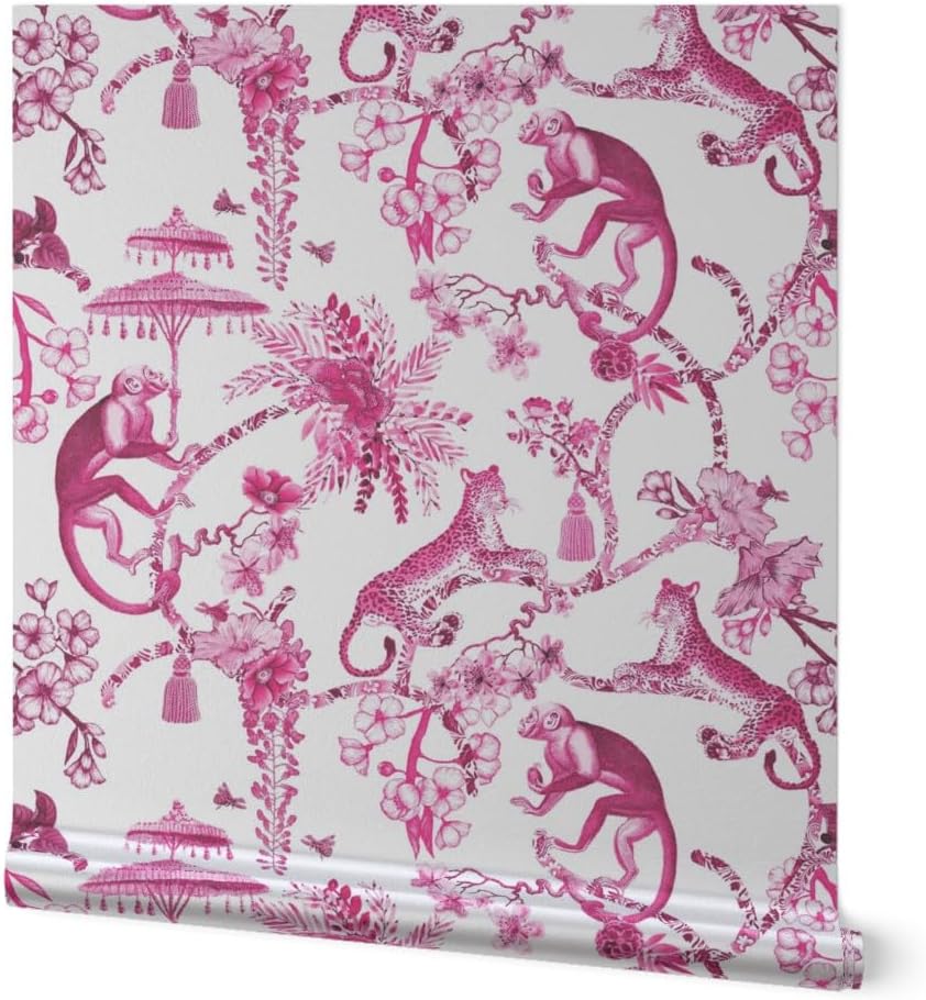 Gold Metallic Wallpaper 27ft x 2ft - maximalist Vintage,Bright Pink,hot Pink Toile,Leopard Monkey,Chinoiserie Traditional Wallpaper by Spoonflower
