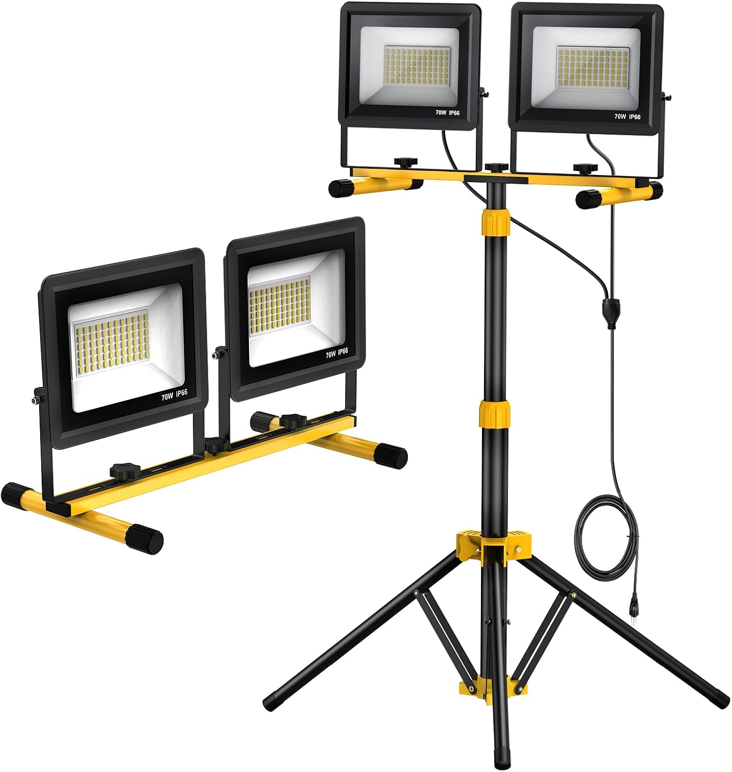 LED Work Light 10000 Lumens, Portable Work Light with Stand, 72 LED COB 6500K, IP66 Waterproof Outdoor Lights, 360° Adjustable Mechanic Light for Garage, Construction, Camping, Shop Lights for Garage