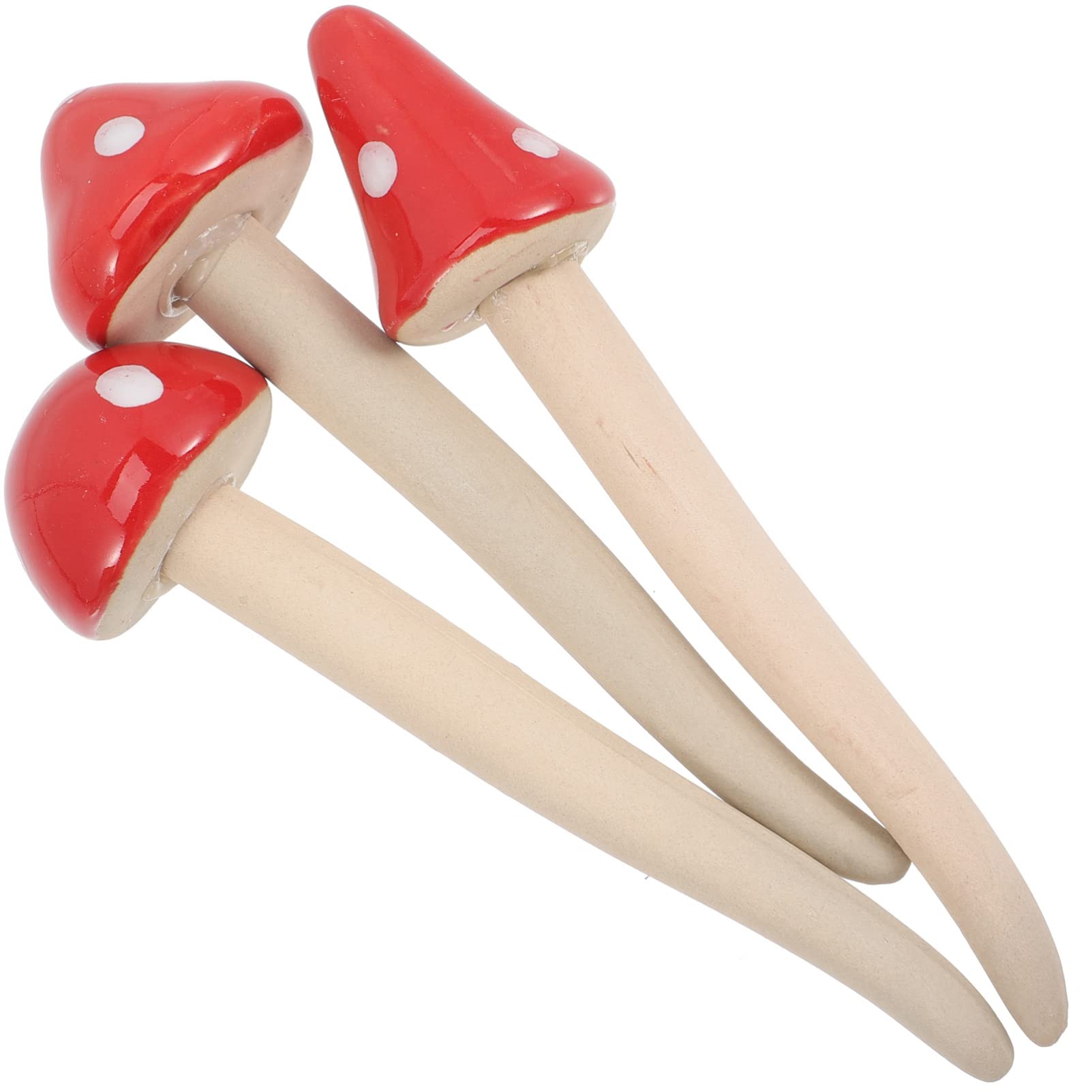 Happyyami 3pcs Garden Mushroom Figurines Ceramic Mushroom Statues with Spots for Outdoor Garden Decor Unique Accessories for Flowerpots and Shelves