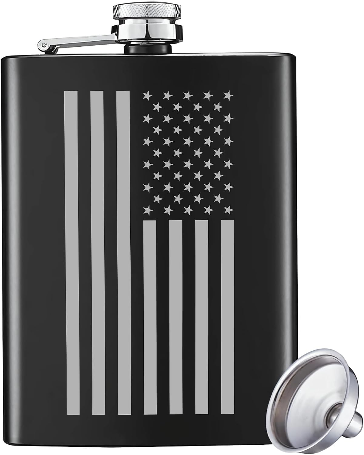 Holy Water 8 Oz Black Hip Flask Gift Set For Men, Stainless Steel Flasks For Liquor Disguise And Emergency Water For Him, Small Pocket Leak Proof Whiskey Flask For Women With Funnel And Gift Box
