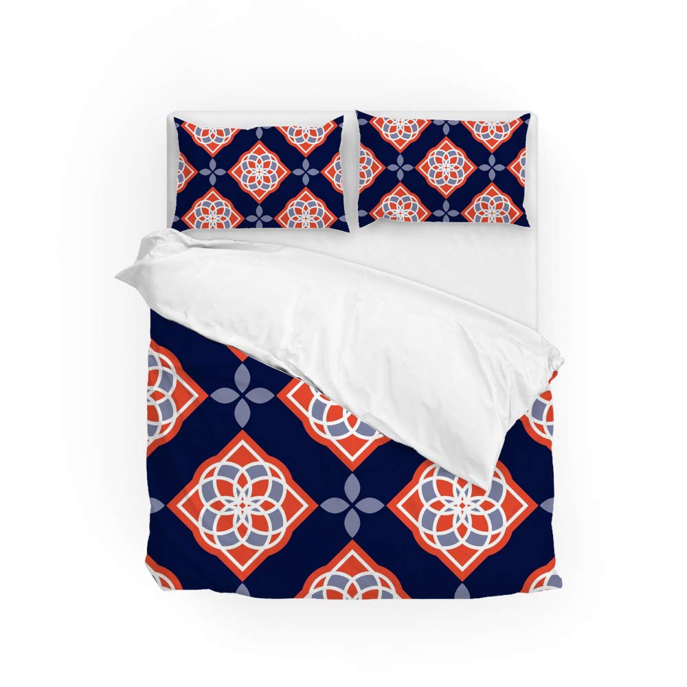 Housse de couette et taie d'oreiller bleu CHEHONG lit simple style ethnique chic
