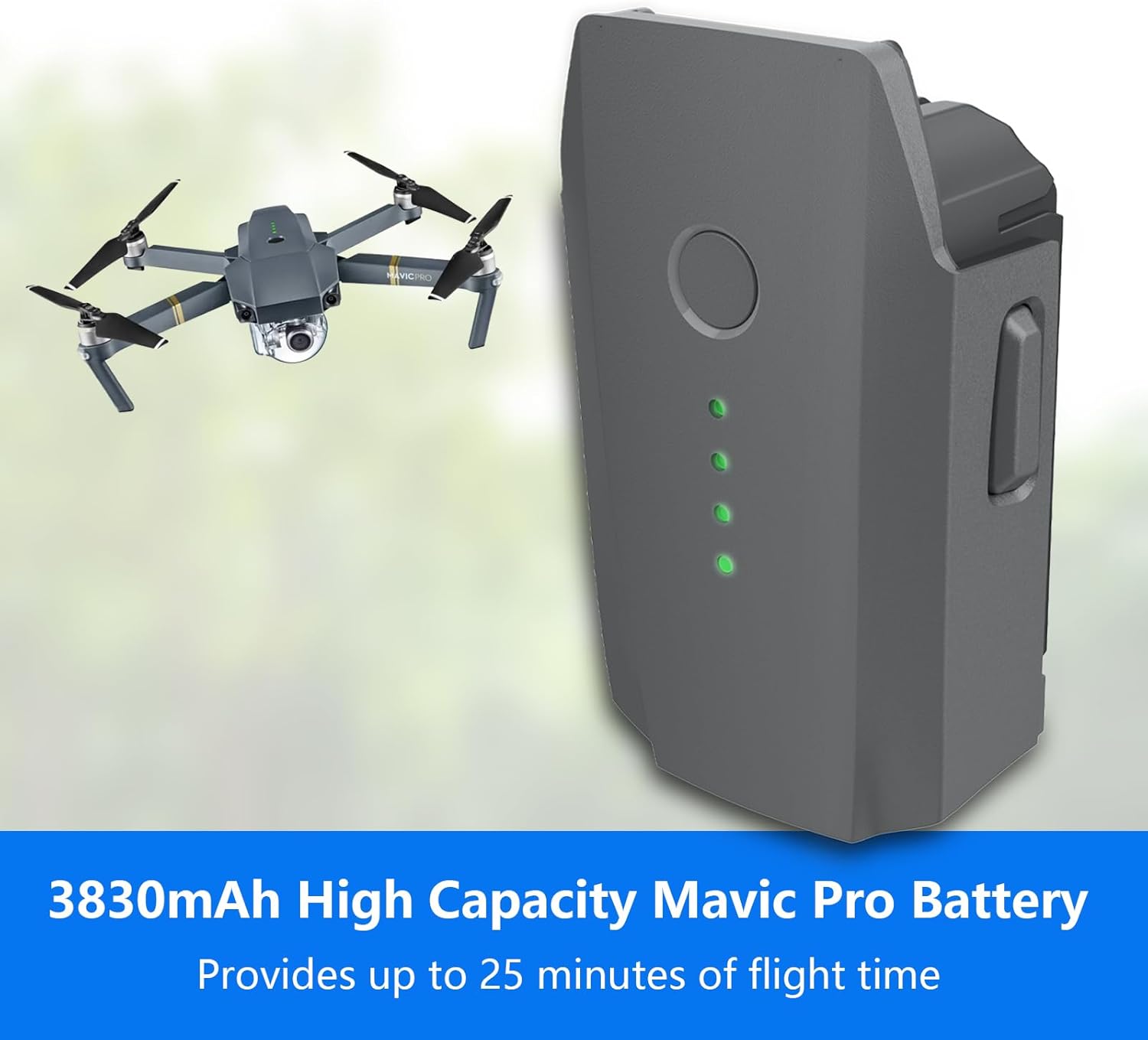 Mavic Pro Battery, 11.4V 3830mAh Intelligent Flight Battery for DJI Mavic Pro Platinum/Alpine White Drone, 25 Minutes Flight Time Rechargeable Batteries with Fireproof Bag for DJI Mavic - Image 3