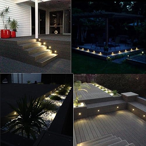 Miniatura 2 de FVTLED Paquete de 6 luces LED blancas cálidas para cubierta de 1.38 pulgadas, lámpara de decoración de jardín para exteriores, lámpara empotrada