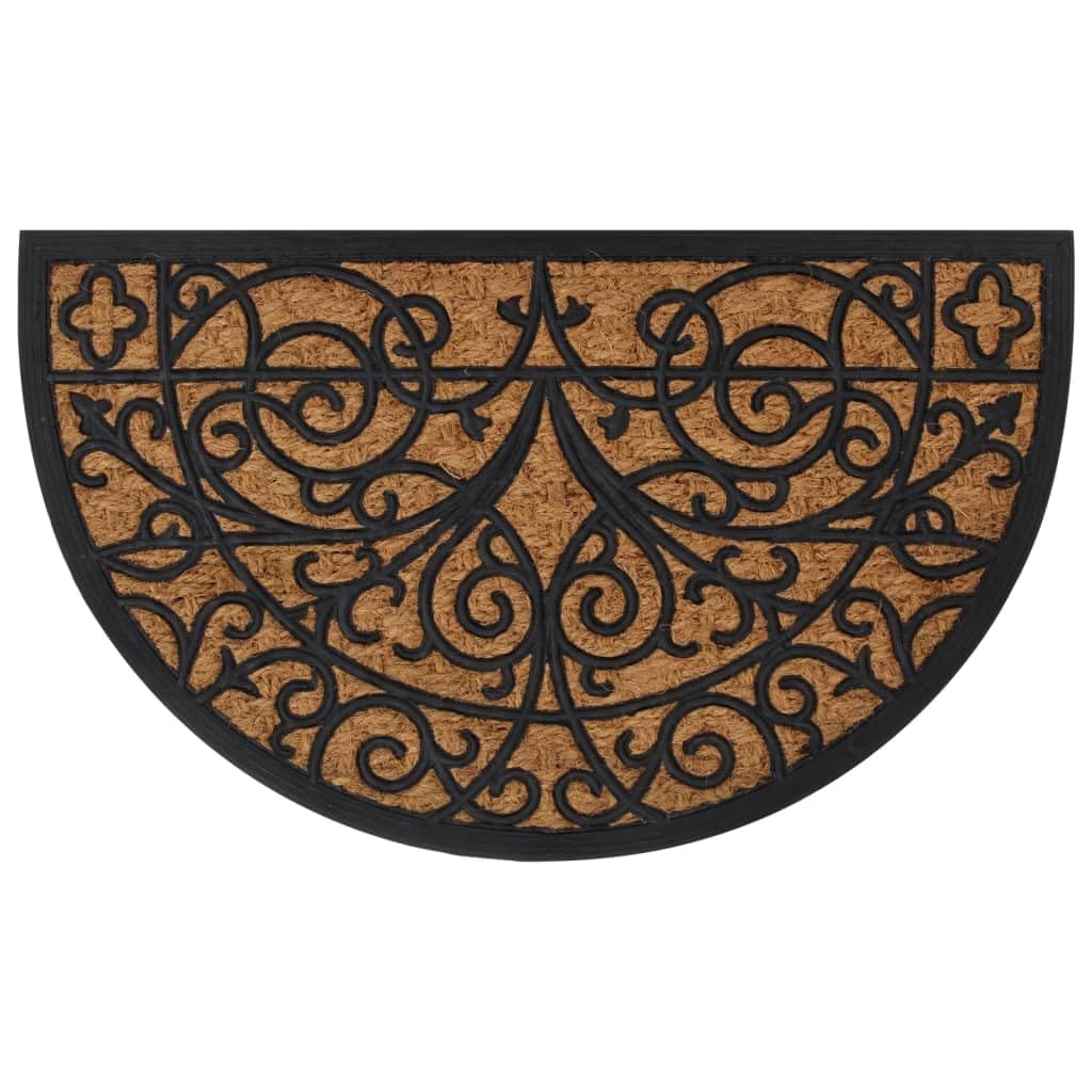 Felpudo semicircular de 45 x 75 cm de goma y fibra de coco, antideslizante con limpiacristales para entrada, pasillo, pasillo, terraza, balcón, jardín, interior y exterior