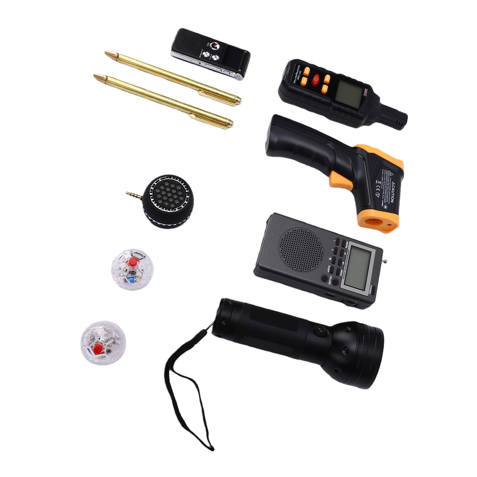 BRRNOO Kit de Equipo Portátil para Atrapar Fantasmas, Herramientas Profesionales de Investigación Paranormal con Medidor EMF, Grabadora de Voz, Termómetro, Bolas de Gato Iluminadas para