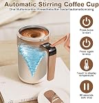Automatic Stirring Coffee Cup with Temperature Display, Rechargeable Coffee Mug, Self-Stirring Mug with Lid, Stainless Steel Material Suitable for Coffee, Milk, and Other Beverages (Green)