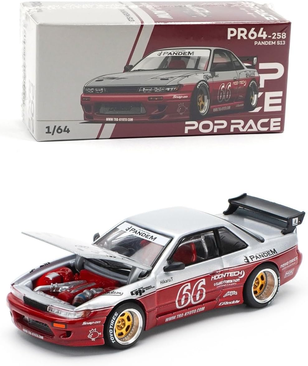 Diecast Model Car Compatible with Pandem Nissan Silvia S13 Moontech 1/64 Pop Race PR64-258