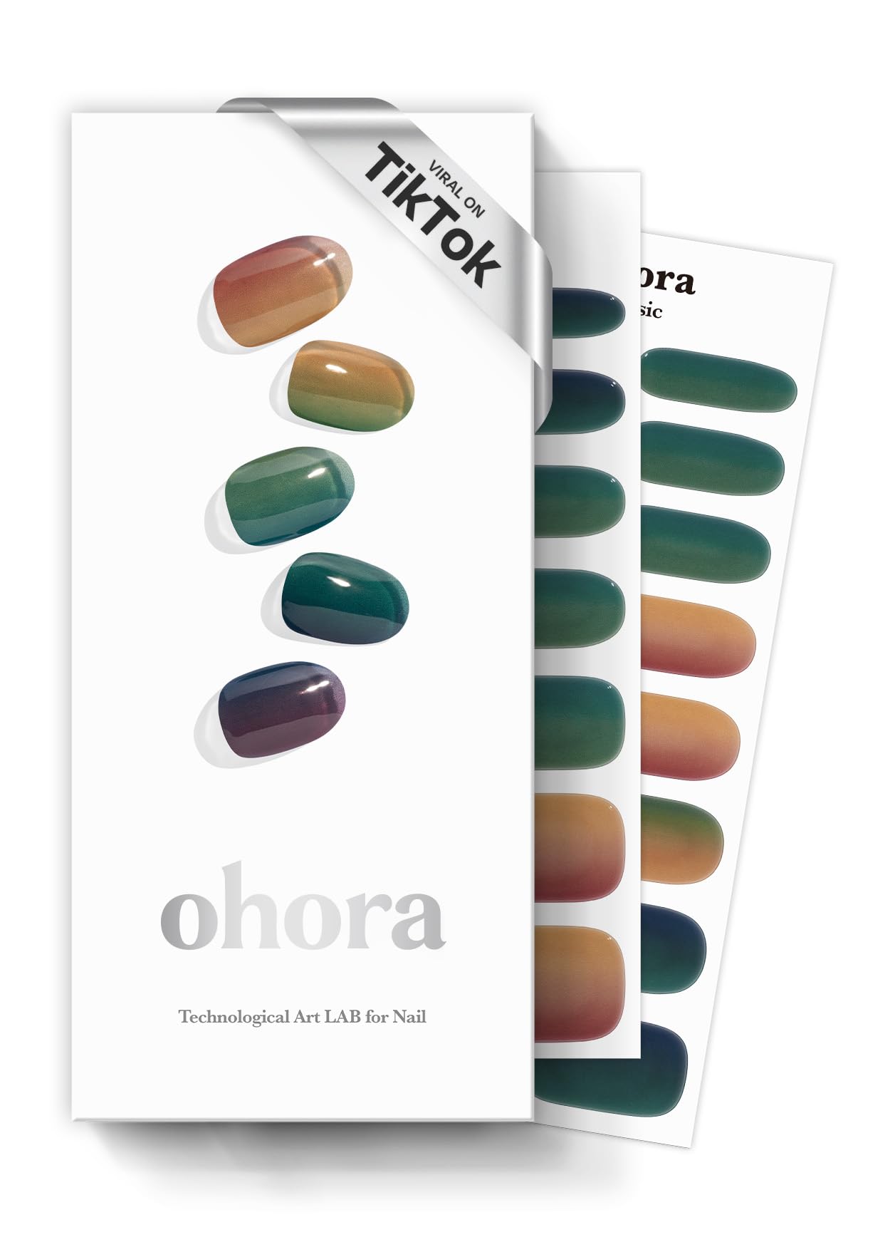 ohora Semi Cured Gel Nail Strips | Green/Brown, Ombre | N Autumn Ombre