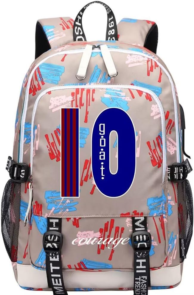 Soccer Player LM10 Multifunction Sport Backpack Travel Laptop Football Fans Bag for Men Women (Earthy White - 2)