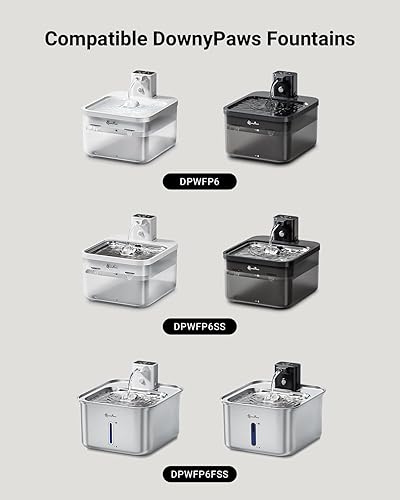 Miniatura 2 de DownyPaws Paquete de 6 filtros de repuesto para fuente de agua para gatos funciona con pilas, DPWFP6, juego de filtros de repuesto de 3 meses