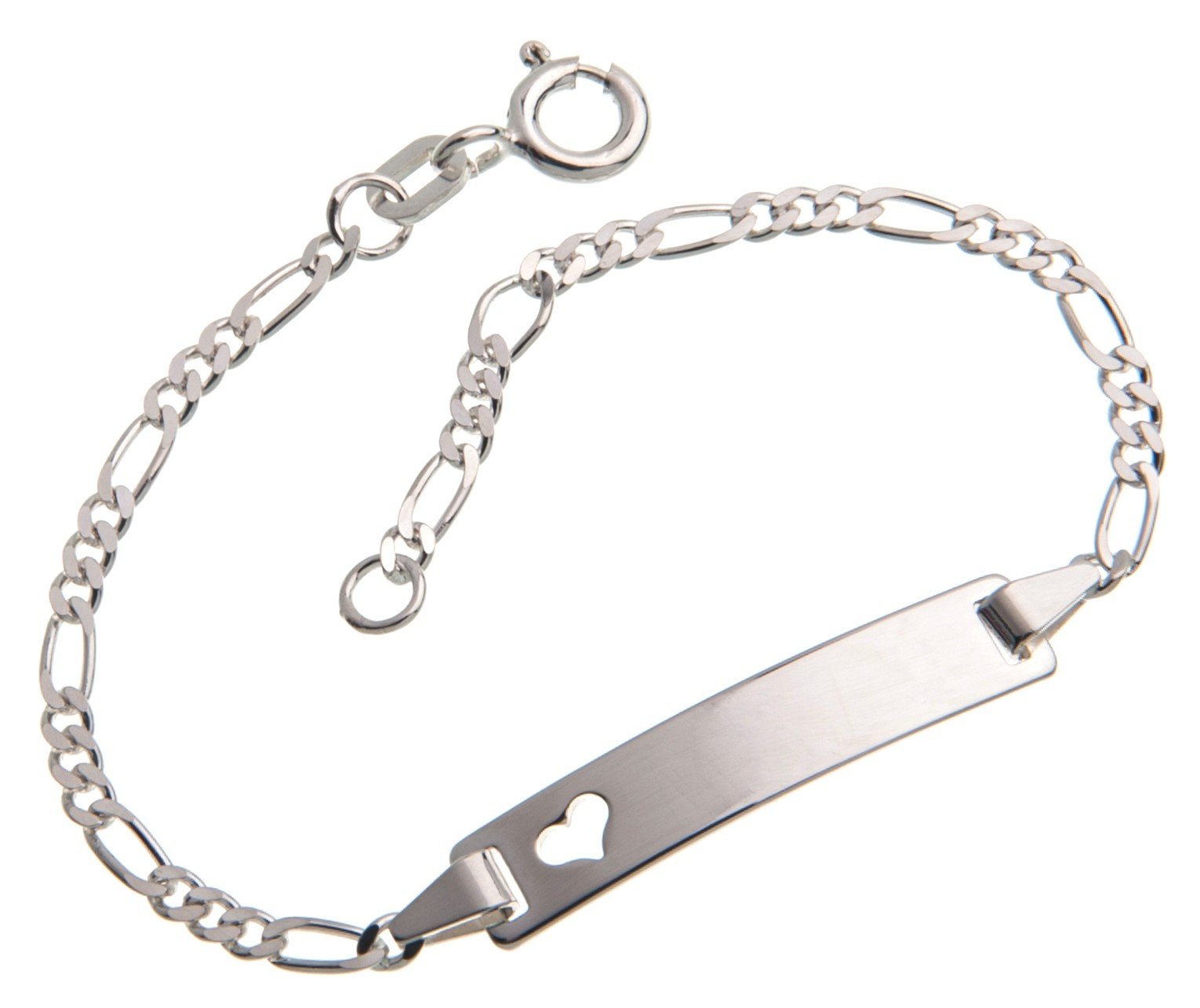 Silberketten-Store Baby- & Kinder ID Armband mit Herz inkl. Gravur & Geschenksäckchen I aus 925 Silber gefertigt I nickelfrei für Allergiker geeignet I 10 verschiedene Schriftarten