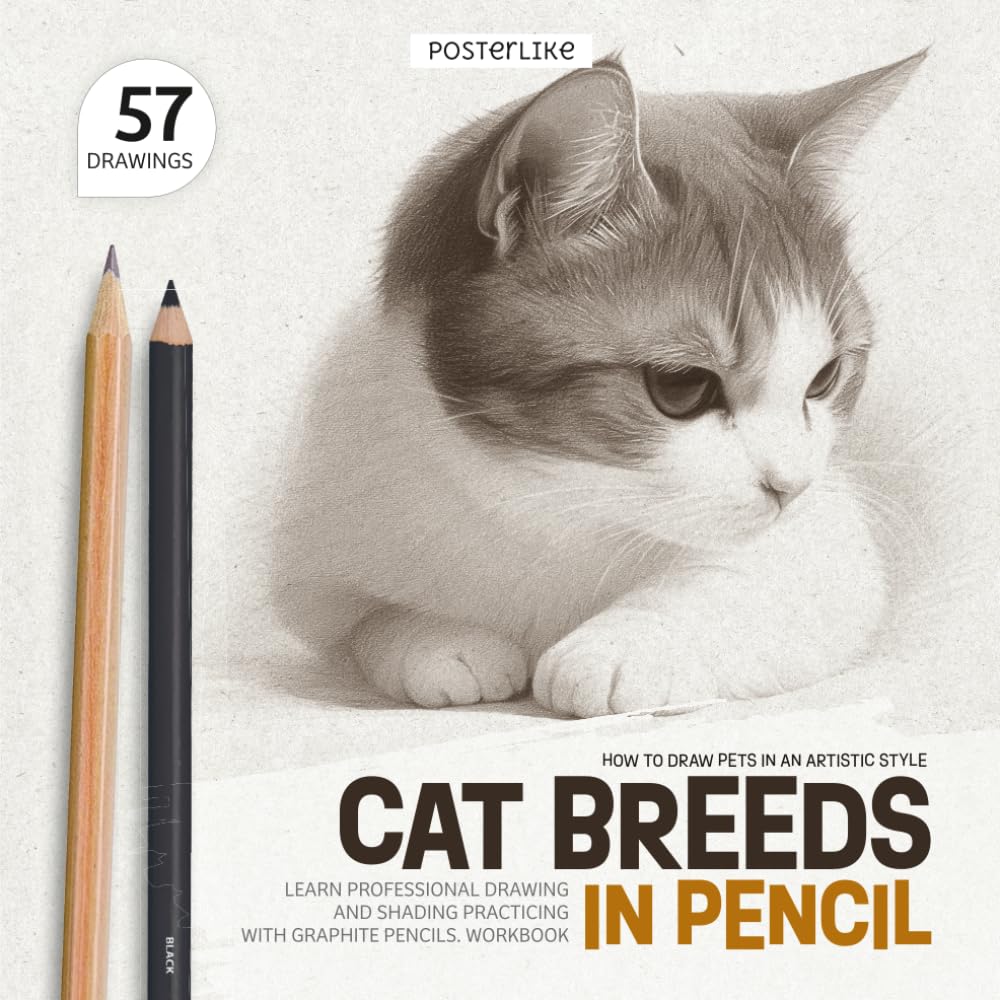 How to Draw Pets in an Artistic Style. Cat Breeds in Pencil: Learn Professional Drawing and Shading Practicing with Graphite Pencils. Workbook (Draw pets like a pro)