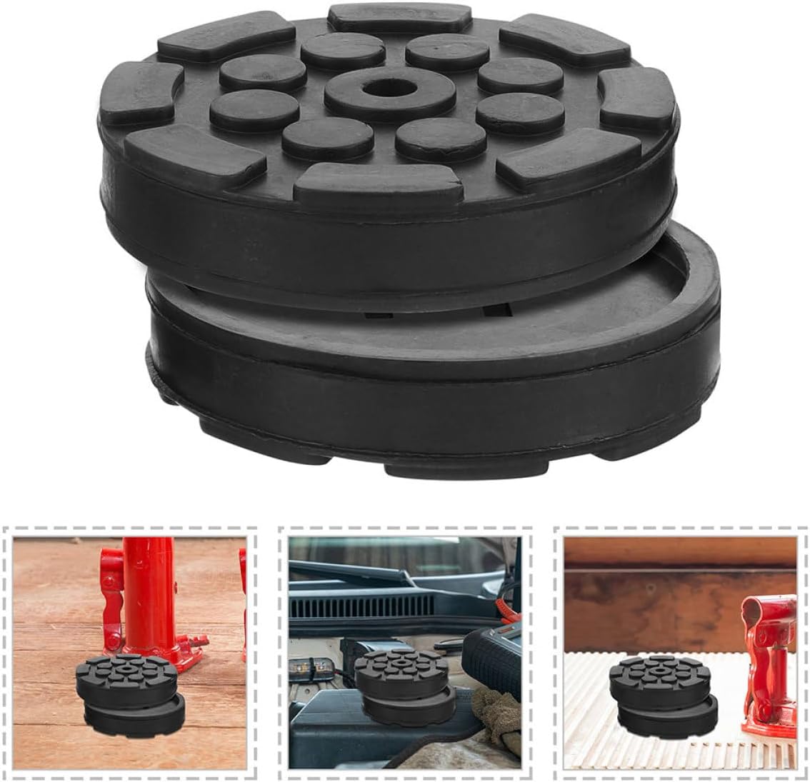 Abaodam 6pcs Octagonal Rubber Jack Pads Set for Car Floor Jack and Stand Pinch Weld Lift Pads Compatible with Automotive Lifting Sturdy Rubber Blocks for Vehicle Hoist Protection