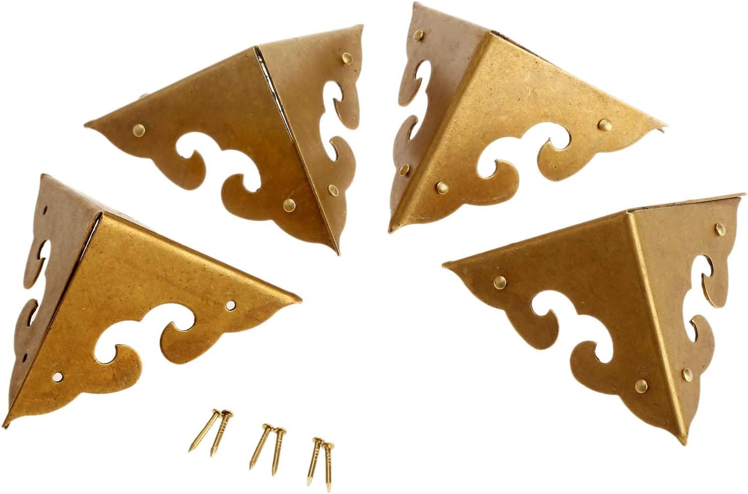 4Pcs 45mm Brass Furniture Corner Brackets Jewelry Chest Wine Wooden Box Case Cabinet Corner Protector Chinese Furniture Hardware Gaodpz (Color : Color B)