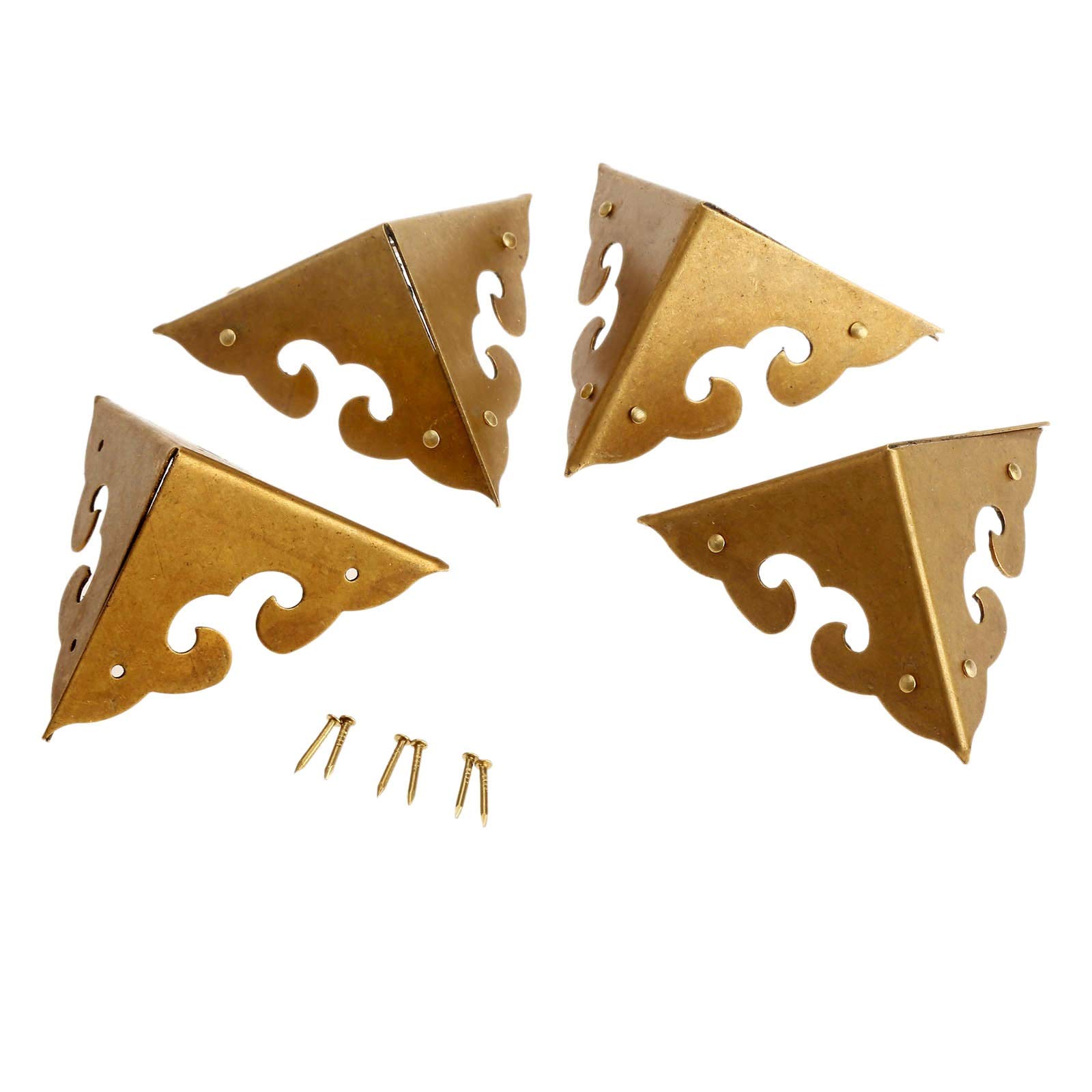 4Pcs 45mm Brass Furniture Corner Brackets Jewelry Chest Wine Wooden Box Case Cabinet Corner Protector Chinese Furniture Hardware Gaodpz (Color : Color B)