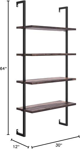 Miniatura 2 de Nathan James Estantes flotantes de pared para libros, estante de exhibición de 3 niveles, estante modular decorativo en madera blanca maciza para