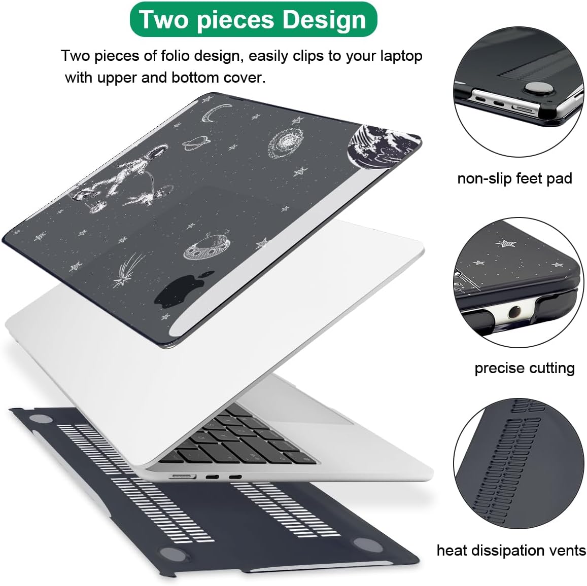 for MacBook Air 13 Inch Case 2026 2025 2024 2023 2022 Release M5 A3449 M4 A3240 M3 A3113 M2 A2681, Scratch Resistant Plastic Hard Shell Case for MacBook Air 13.6 M5, Astronauts Space Dog