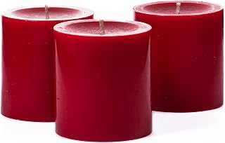 Richland Set of 3 Red Pillar Candles 3" x 3" Unscented for Weddings Home Christmas Holidays Relaxation Spa